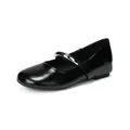 Glossy black patent leather Mary Jane shoes with silver metal strap detail - EU 34 / Black