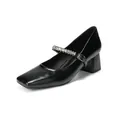 Zapatos Mary Jane negros brillantes con punta cuadrada y correa de cadena de strass - EU 34 / Negro