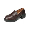 Mocasines con plataforma marrón oscuro con tacones gruesos y acabado pulido - EU 35 / Marrón
