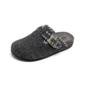Dark grey felt Boston clogs with warm fleece lining and adjustable buckle strap - EU 35 / Gray