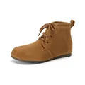 Brown suede lace-up snow boots with warm lining and non-slip rubber flat soles - EU 35 / Acorn