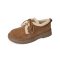 Brown suede platform snow boots with warm faux shearling lining and lace-up closure - EU 34 / Chestnut