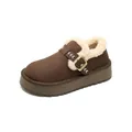 Brown suede platform snow boots with warm faux fur lining and buckle detail - EU 35 / Brown