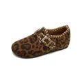 Women's platform leopard print fur-lined clogs with metal buckle for winter warmth - EU 35 / Leopard Print