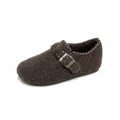 Brown fuzzy Birkenstock clogs for women with warm lining and metal buckle accent - EU 35 / Coffee