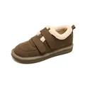 Dark brown platform snow boots with suede upper, shearling lining and velcro straps - EU 35 / Coffee