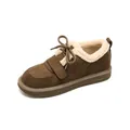 Dark brown suede platform snow boots with warm faux fur lining and velcro strap - EU 35 / Coffee