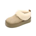 Women's apricot platform snow boots with thick faux fur lining and suede upper - EU 34 / Sand