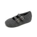 Dark gray wool Mary Jane shoes with double gold buckles and warm fleece lining - EU 35 / Gray