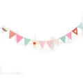 Close-up of colorful paper bunting with heart, polka dot and checkered patterns - Heart Pattern Banner