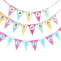 Guirnalda colorida de Happy Birthday con número 1 para decoración de primer cumpleaños - Estilo Feliz Cumpleaños