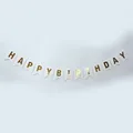 White and gold foil Happy Birthday fishtail banner for kids party decoration - White Gold Happy Birthday