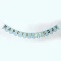Light blue and gold foil Happy Birthday swallowtail banner for party decorations - Blue Gold Happy Birthday