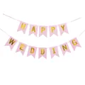 Pink swallowtail swallow banners with gold foil Happy Wedding letters for party decor - Pink Gold Happy Wedding