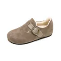 Zuecos retro de ante topo con forro cálido de piel sintética y detalle de hebilla - EU 35 / Gris oscuro