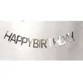 Silver mirror Happy Birthday letter banner with metallic finish for party decoration - Silver Solid