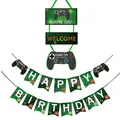 Video game birthday party decoration set with Game On banner and gaming controller flags - Game Controller Banner Set