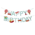 Γιρλάντα Happy Birthday με σχέδια αυτοκινήτων και αεροπλάνων για παιδικό πάρτι - Διαστημόπλοιο