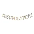 Sparkling gold Happy Birthday letter banner for elegant party decorations on white background - Gold Hollow