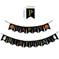 Banderole Halloween Happy Birthday avec drapeaux en queue d'aronde, motif fantôme et citrouille - Bannière Anniversaire Fantôme Citrouille