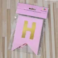 Pink and gold foiled happy birthday paper banner flags for party decorations - Pink Gold Happy Birthday