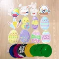 Detailed set of Easter cardboard hanging cards with colorful metallic spiral swirls - 12-Piece Easter Spiral Swirls