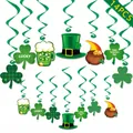 Detalle de 14 piezas de espirales de San Patricio con tréboles y colgantes de papel - Espirales Irlandesas