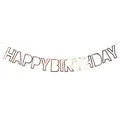 Roségoldene Happy Birthday Girlande mit 13 metallischen Glitzerbuchstaben für Geburtstag - Hohl Roségold