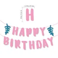 Rosa Happy Birthday Girlande Buchstaben mit Maßangaben von 14 mal 8,5 Zentimeter - Kleiner Baum Stil