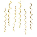 Golden PVC hanging swirl decorations for festive party and wedding backdrop decor - Gold Single Spiral