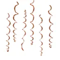Pack of 6 rose gold PVC spiral swirls for party ceiling and wedding venue decoration - Orange Single Spiral