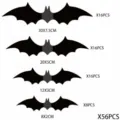 56-piece Halloween PVC bat wall stickers set with four assorted sizes for party decor - 56 Large Bats