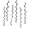 Close-up of black PVC spiral hanging swirls for party decorations on a white background - Black Single Spiral