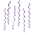 Detailed view of six purple metallic PVC spiral streamers for wedding and party decorations - Rose Gold Single Spiral