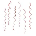 Detailed view of six metallic rose gold PVC spiral swirls for festive party decorations - Purple Single Spiral
