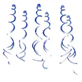 Close-up of metallic dark blue PVC spiral swirls for party ceiling decoration - Dark Blue Double Spiral