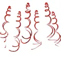 Detail of 6-piece red PVC hanging swirls with metallic finish for party decoration - Red Double Spiral