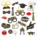 2026 graduation photo booth props with gold glitter doctoral hat and diploma - Gold