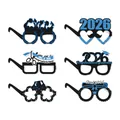Set of 6 blue and black 2026 graduation party glasses with glitter finish for photo booths - Blue Series B