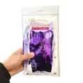 Detail of purple foil fringe curtain in retail packaging for party wall backdrop - 2 Meters / Purple