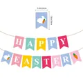 Colorful Happy Easter banner set with cute bunny illustrations for party decoration - Easter Banner Style B