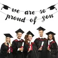 Black glitter We are so proud of you graduation banner with graduation cap accents - we are so proud of you Banner