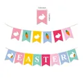 Colorful Happy Easter banner with bunny and carrot patterns for party wall decoration - Bunny Carrot Pattern Style (Easter Banner Style A)
