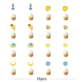 Set of 16 astronaut themed cupcake toppers with planets rockets and stars designs - Cake Toppers
