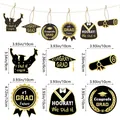 Black and gold glitter graduation party hanging ornaments with twine in 3.93 inch size - Gold Graduation Tags