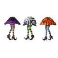 3er-Set Halloween-Papier-Waben-Dekorationen mit Hexenbeinen und Streifenstrümpfen - Dreiteiliges Set / Hexenbein 3-teiliges Set