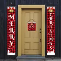 Plaid Christmas porch banner set with Merry Christmas text and buffalo check pattern - Red Black Grid Merry Christmas And Joy Style (002)