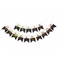 Spanish Feliz Cumpleaños gold foil letter banner for birthday party decoration - Black and White Gold Stamping Spanish