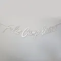 Detail of silver glitter Feliz Cumpleaños banner for Spanish birthday party decorations - Glitter Silver