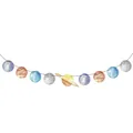 Solar system planet banner with watercolor planets and moon for space themed birthday party - Nine Planets Hanging Banner